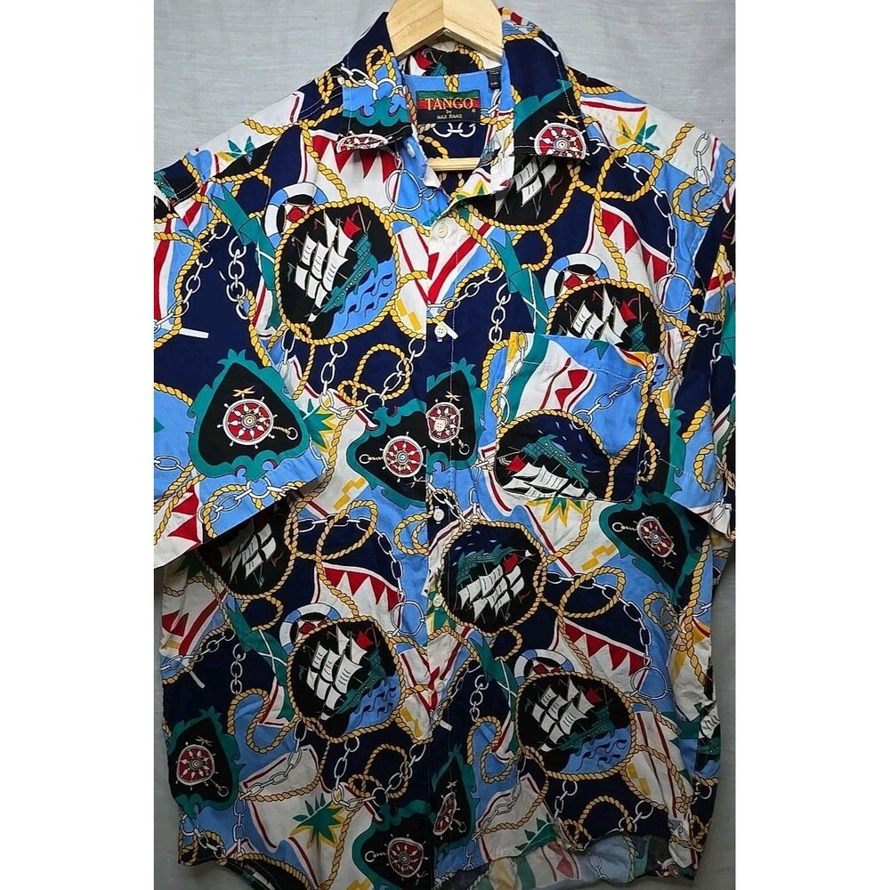 Tango By Max Raab Sailing/Boating Short Sleeve Button Shirt, Sz Med, USA Made